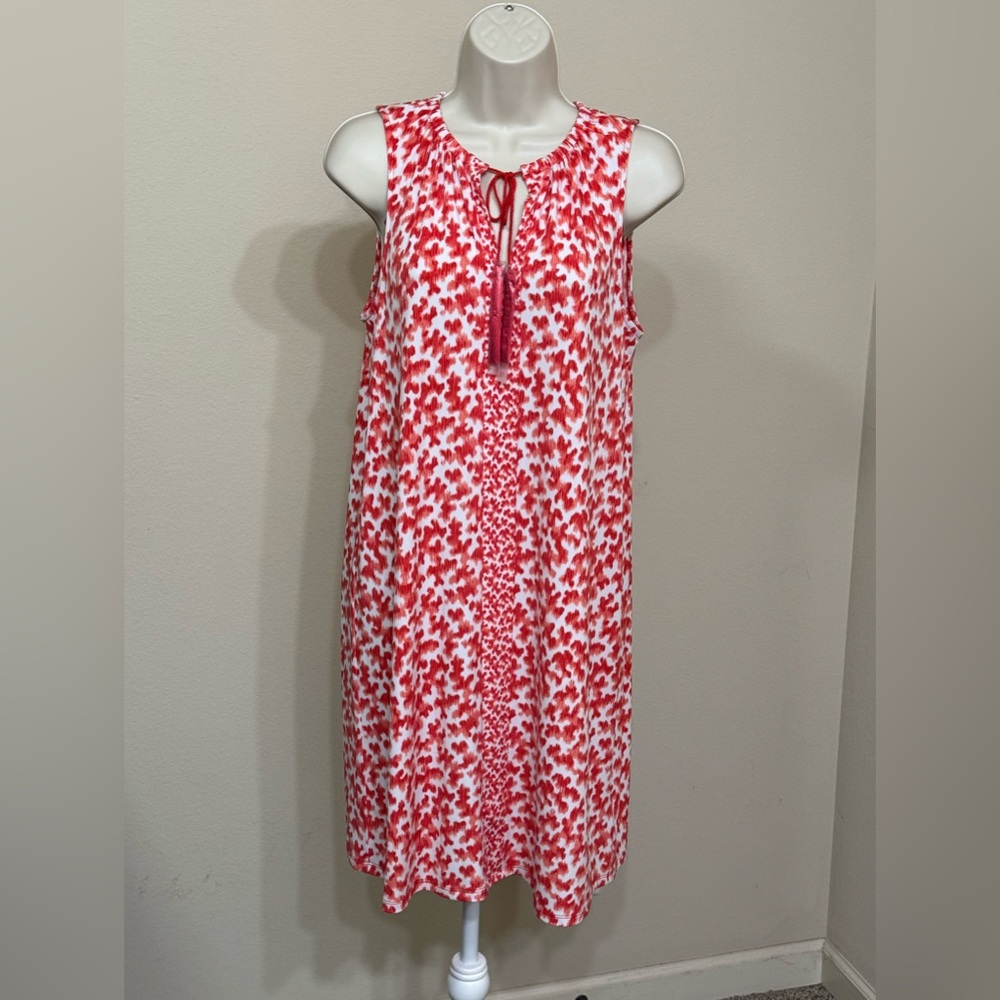 Michael Kors Women’s Red & White Sleeveless Stretch Above Knee A-Line Dress s M